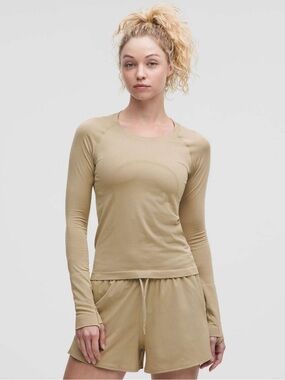 Lululemon swiftly tech long sleeve 2.0 race sheer oak, size 6